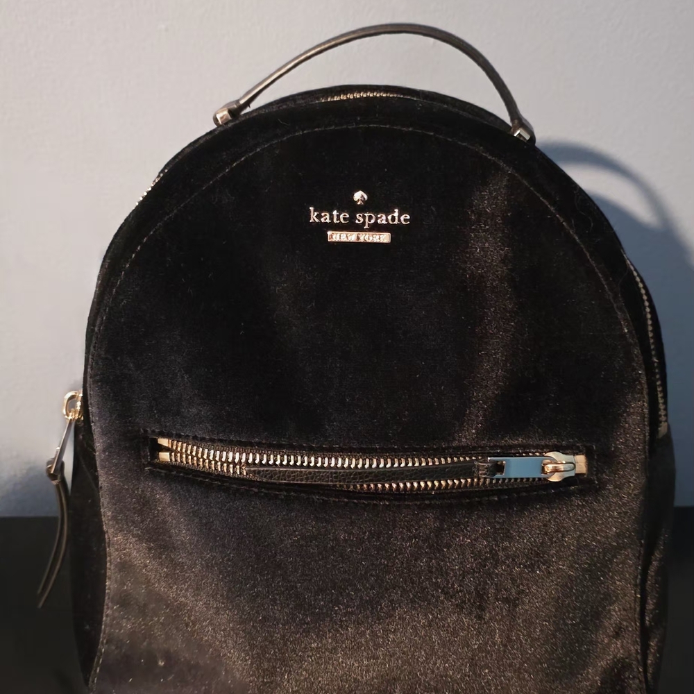 Kate Spade Velvet Black Backpack